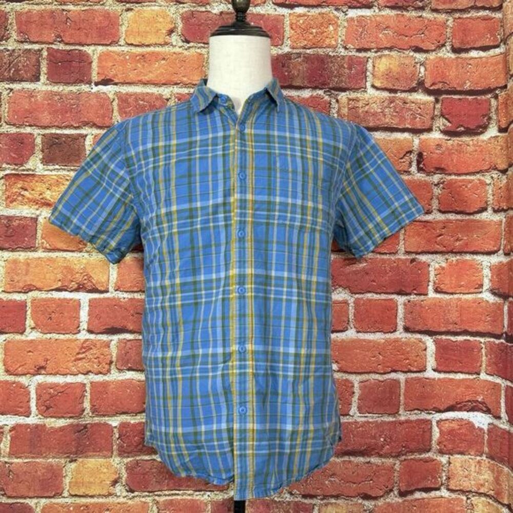 prAna Men's Large Standard Fit Short Sleeve Polo Short‎ Sleeve Button Up Shirt
